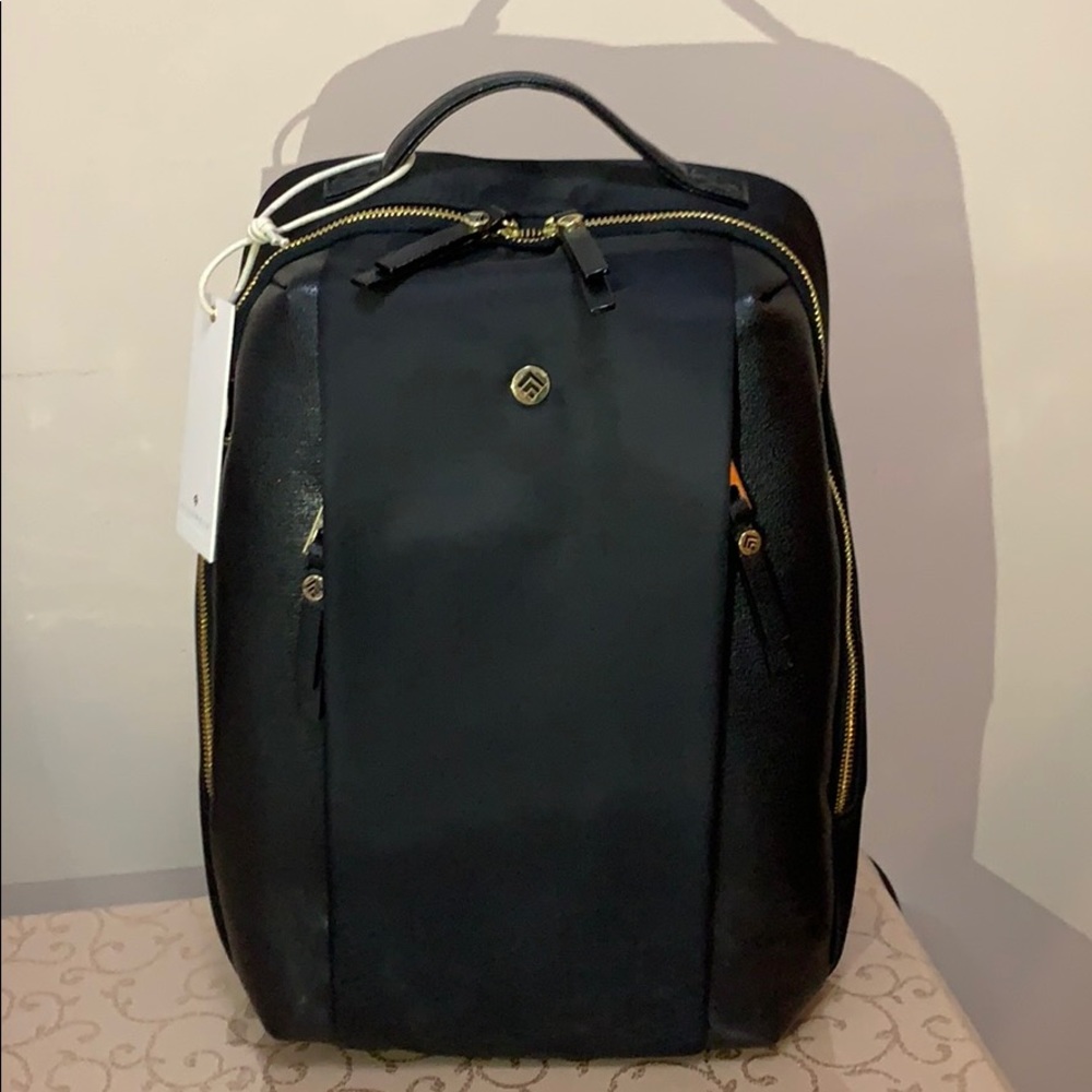 Black Women's Backpack with Gold Accents